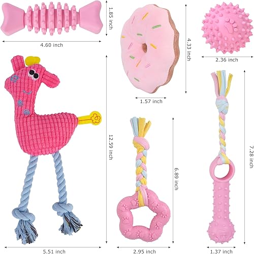 Miniatura 2 de Juguete para cachorros para dentición, suave y duradero, paquete de 6 juguetes chirriantes para perros pequeños y medianos, adecuados para dentición