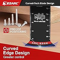 Vista 3 de EZARC Hojas de sierra oscilantes extralargas – 5 cuchillas multiherramienta bimetálicas con borde de arco, corte preciso para madera con clavos