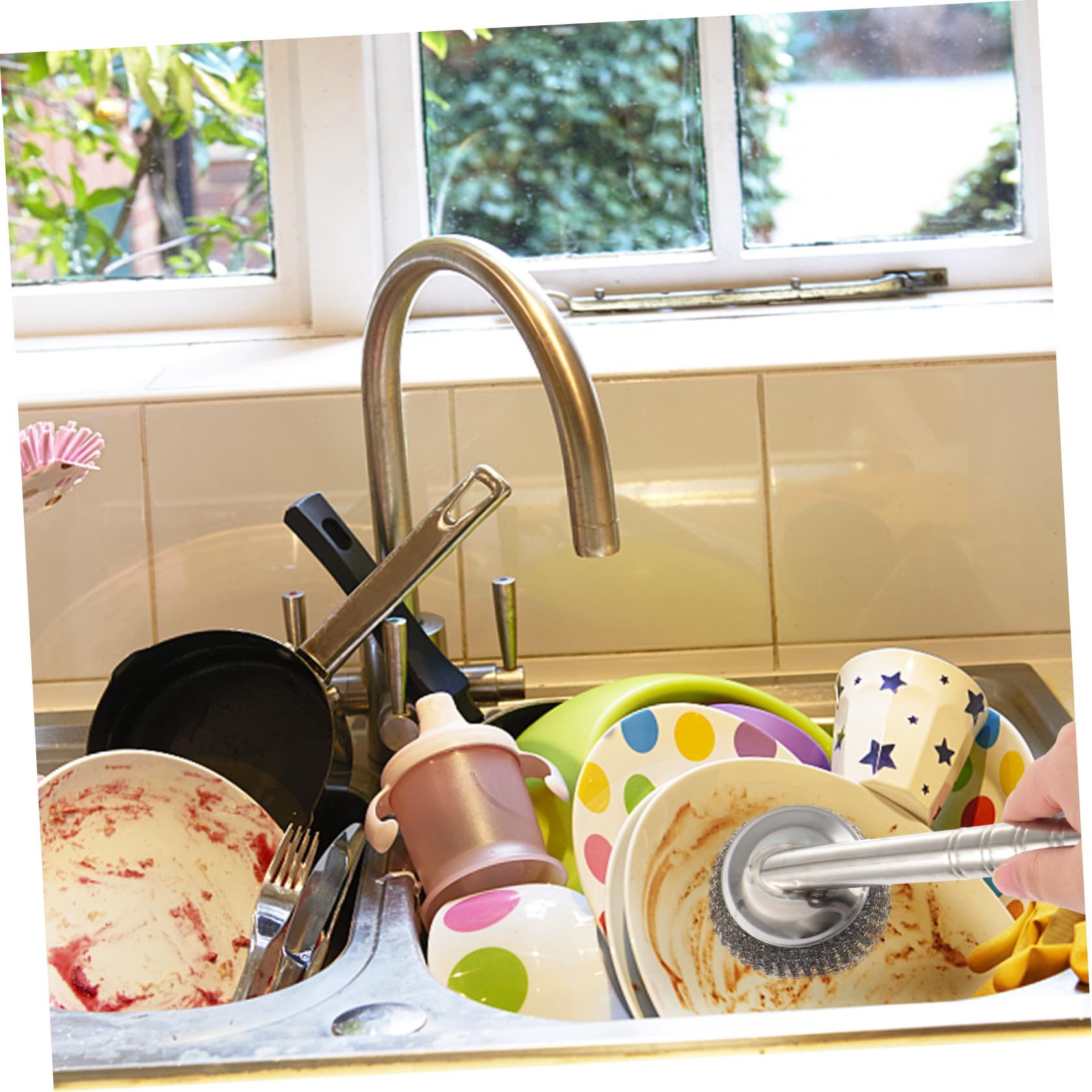 Ipetboom 3piezas Cepillo De Limpieza De Esferas De Alambre De Acero Inoxidable para Utensilios De Cocina y Ollas Accesorio De Cocina Práctico y Duradero