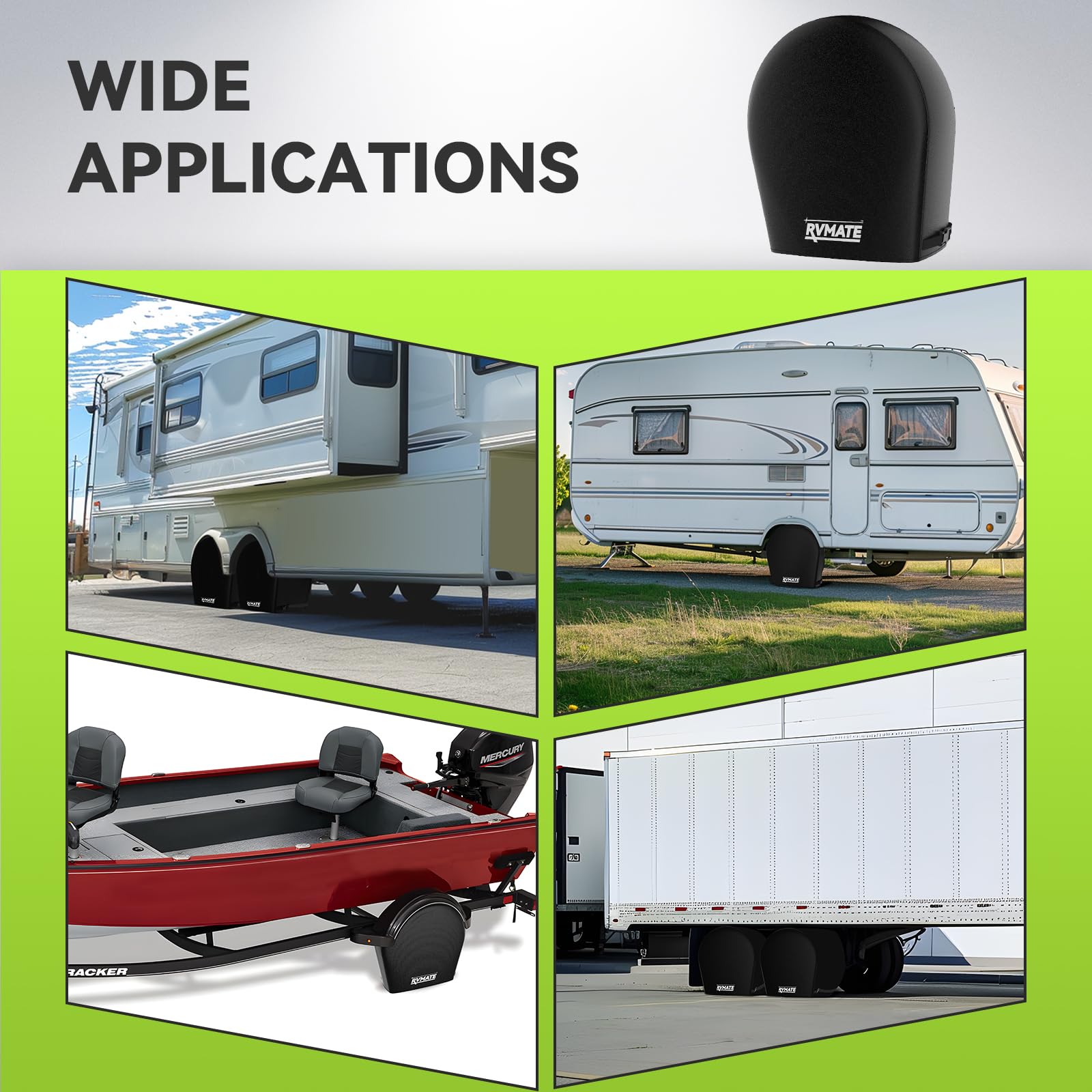 RVMATE Copricerchi per camper, adatti per pneumatici di diametro da 61 a 66 cm, confezione da 4