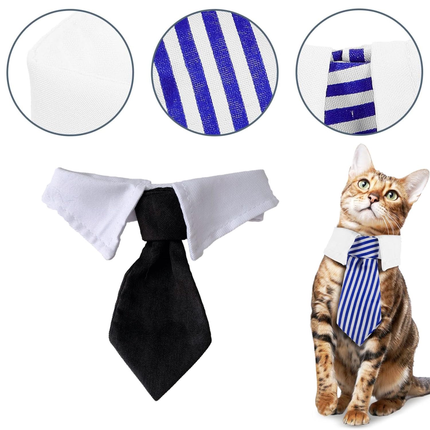 2 Pcs Dog Cat Wedding Bowtie, Dog Cat Tuxedo Bowtie Collar, Adjustable Formal pet Tie, Stripe Dog Collar Bow Tie - Image 4