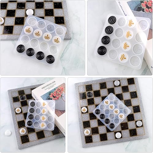 Miniatura 7 de 2 moldes de silicona de ajedrez para gomitas, kit de moldes de fundición de silicona para bricolaje, moldes de mano de ajedrez de cera de cristal,