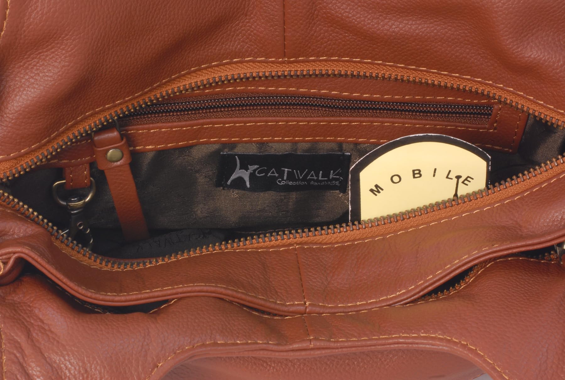 Catwalk Collection Handbags - Bolso de Hombro de Piel para Mujer - Bolso de Mano con Asa Mediano - Roxanna