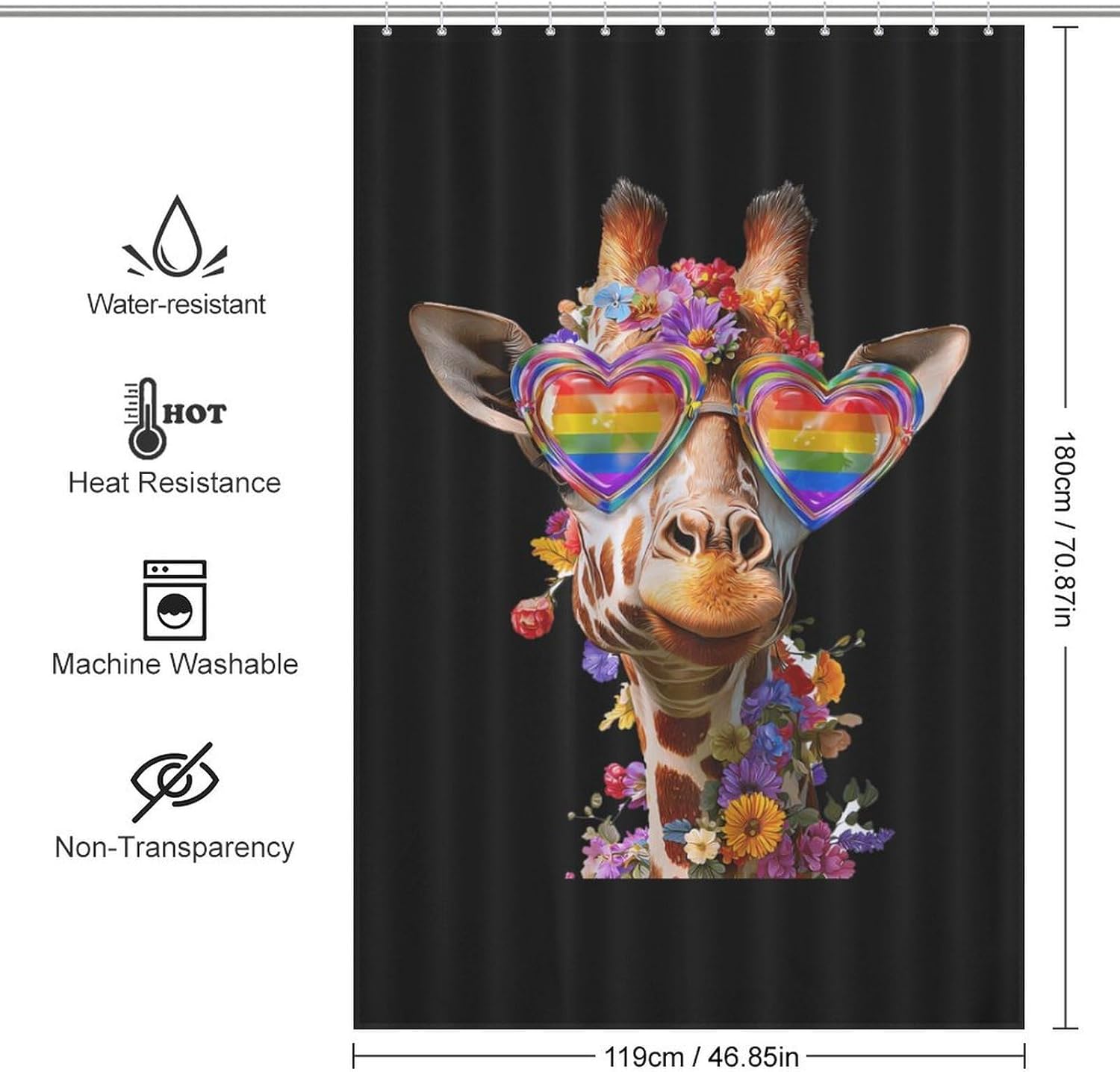 Giraffe Print Shower Curtain 46.85x70.87Inch（119x180cm） Polyester Bath Curtain Shower Curtains Printed Decorative