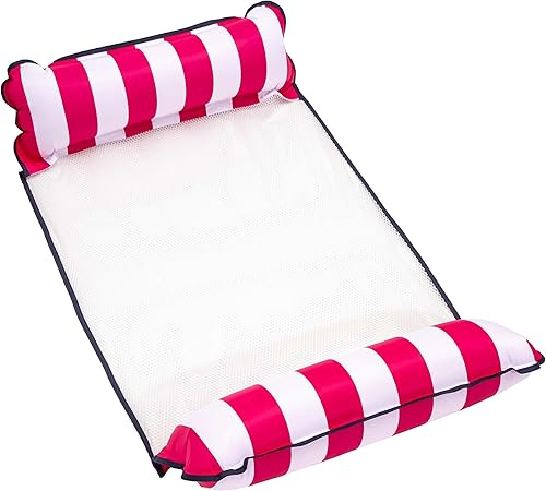 Miniatura 12 de Aqua Monterey - Hamaca flotante para piscina, paquete de 4, dos azul claro, uno dorado y borgoña/rayas blancas, paquete de 4 Azul claro, dorado sol