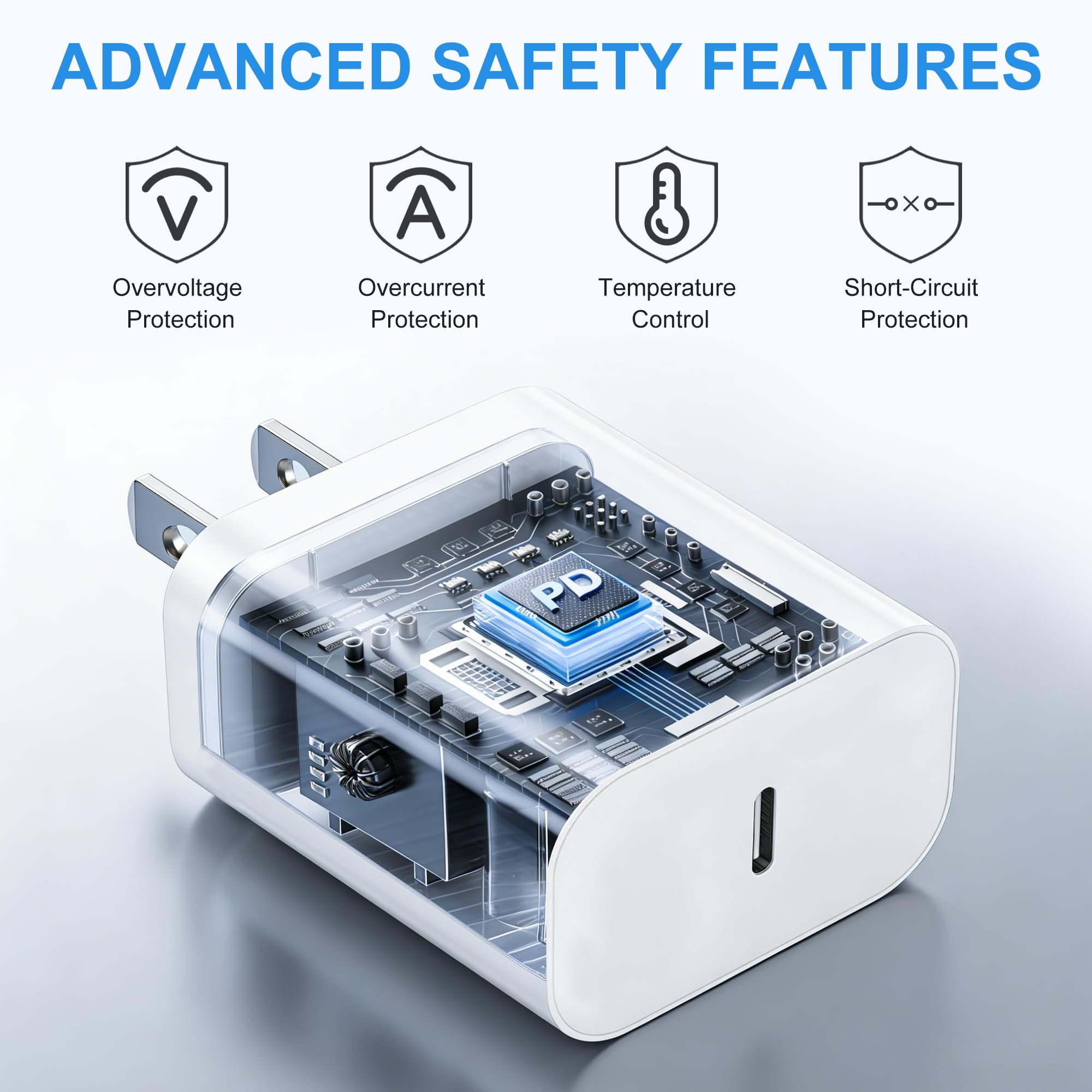 iPhone Charger Fast Charging【Apple MFi Certified】 3Pack USB-C Wall Charger Block with 6FT USB C to Lightning Cables for iPhone 14/14 Pro/14Pro Max/13/13 Pro/12/12 Pro/12 Pro Max/11/Xs Max/XR/X Type C — view 2