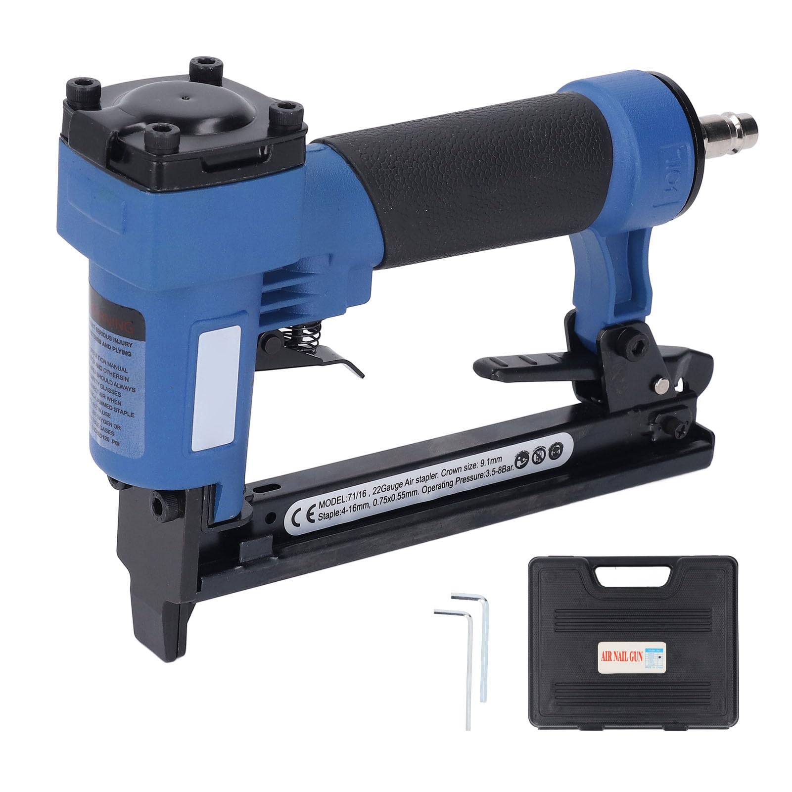 Pneumatic Brad Nailer, 22 Air Brad Nail Gun for Upholstery, DIY Project and Woodworking, Carpentry Staple Gun