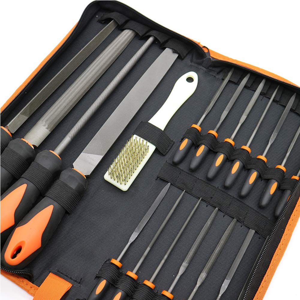 Set Di Lime 21 Pezzi in Acciaio Al Carbonio, Lima Per Sbavatura Manuale Con Custodia, File Semicircolari, Rotonde, Triangolari Per Applicazioni in Legno, Metallo, Modello E Hobby