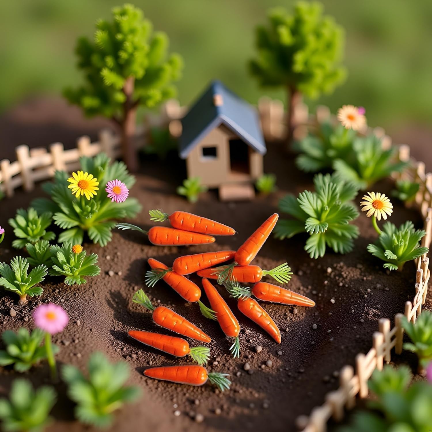 10Pcs Miniature Carrot Models, Artificial Vegetables for Mini Kitchen Decoration, Party Supplies