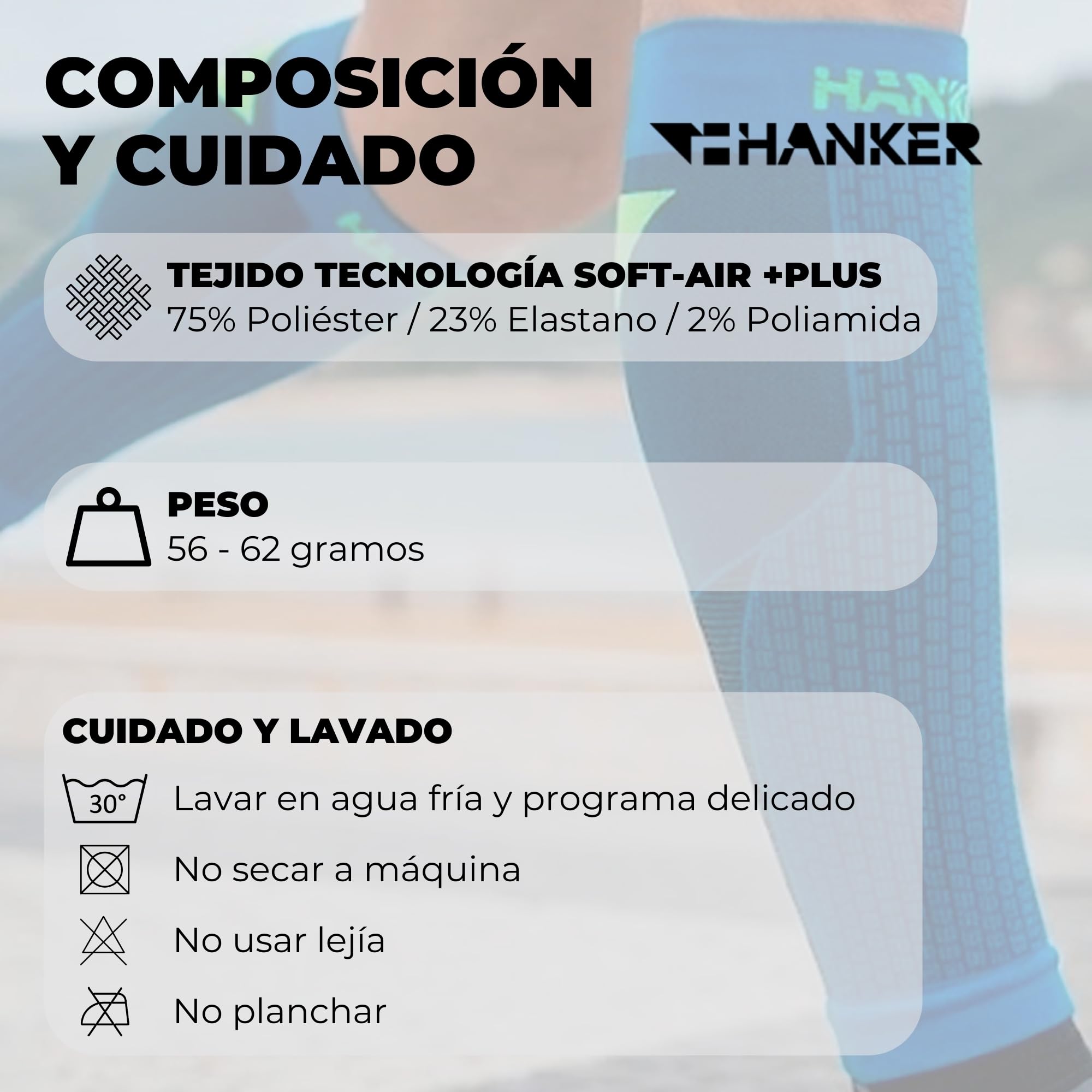 HANKER Medias de Compresión Hombre y Mujer Pantorrilleras de Compresión Deportivas para Deporte, Running, Trail Running, Ciclismo y Recuperación Muscular