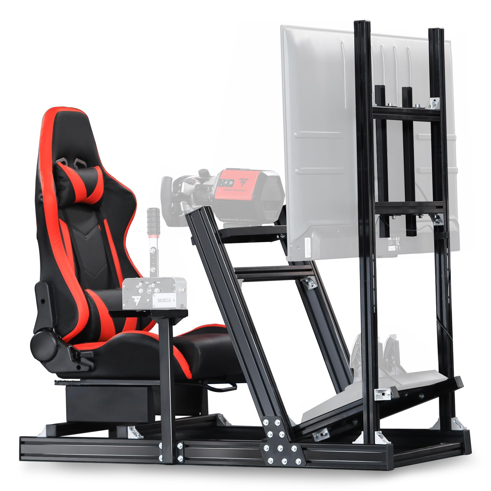Marada 8040 Aluminum Profile Racing Simulator Cockpit Fit For Fanatec/Thrustmaster/Moza/Logitech g29 g920, Sim Racing Cockpit with Monitor Mount and Seat, Excluding Electronic Devices