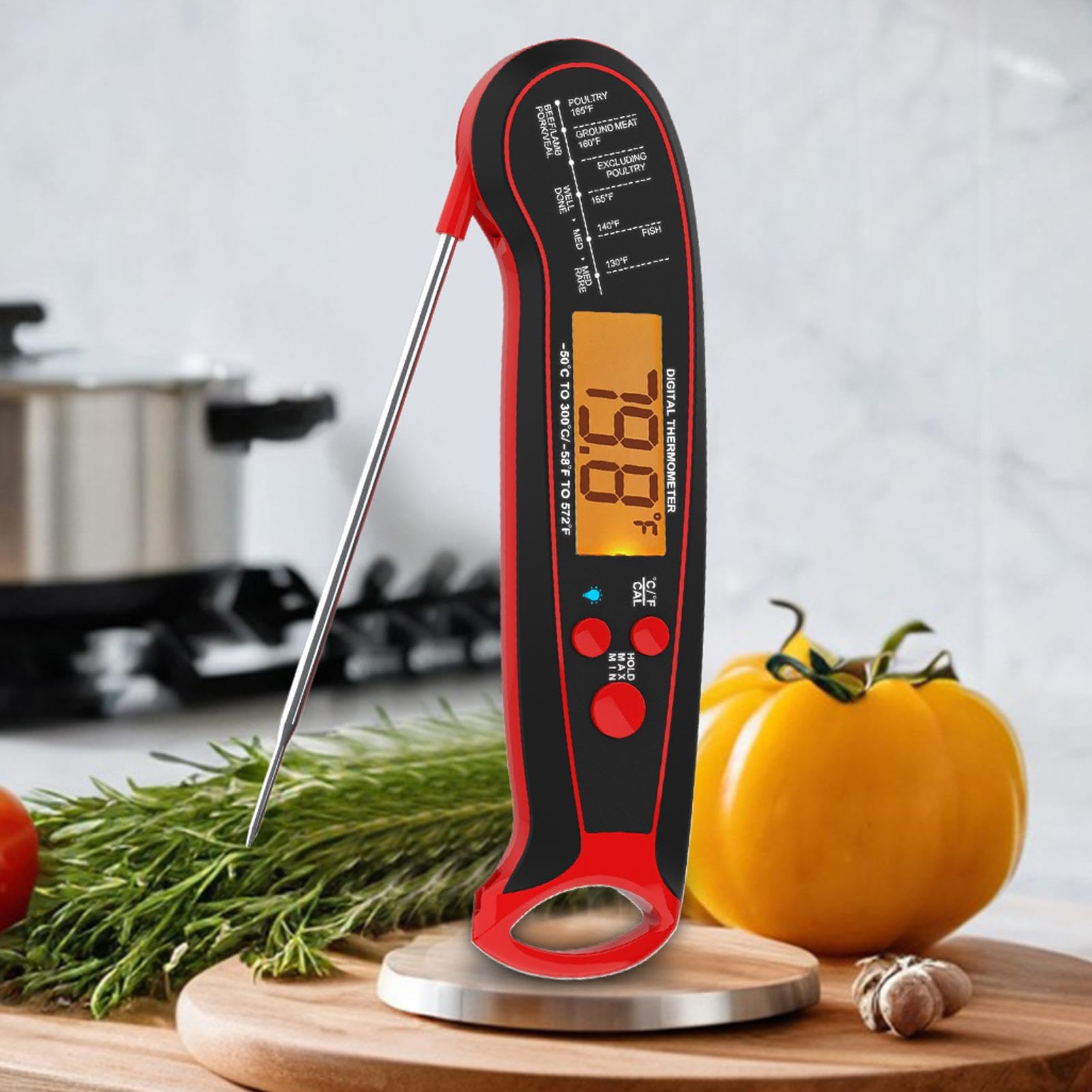 Termómetros De Lectura Instantánea Para Cocina Retroiluminación Y | Digital Para Termómetros Dulces Horno Parrilla Carne Temperatura Horneado Barbacoa Ahumador Asado