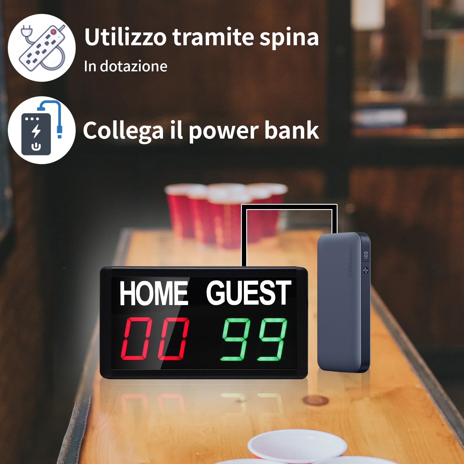 Tabellone Segnapunti Digitale, 1,8" Tabellone Segnapunti Elettronico Sportivo con Telecomando per Pallavolo, Tennis, Baseball Sportivo Indoor e Outdoor