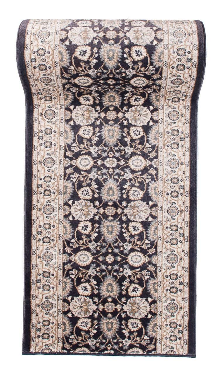 Carpeto Tapis de Couloir Couloir 80x300cm Noir Anthracite Classique Doux