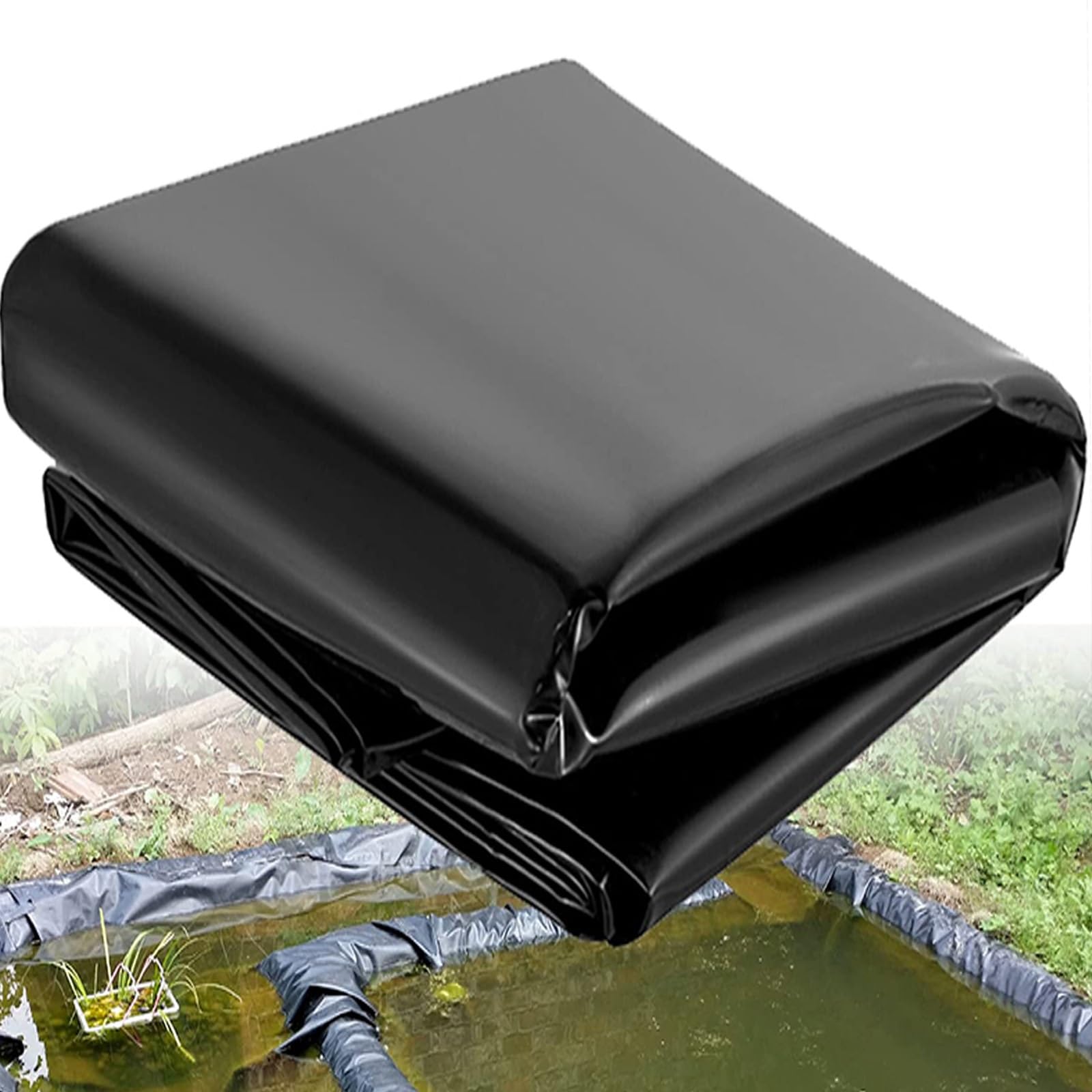 Telo Laghetto Nero, Resistente Laghetto Artificiale, Tela Laghetto Pesci, Flessibile Rivestimento Laghetto Impermeabile Telo, Vasca Laghetto, Pellicola Impermeabile Laghetto(2x7m)