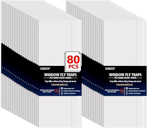 Trampas para moscas de ventana para interiores, paquete de 80 tiras adhesivas de papel transparente para moscas domésticas, impermeables,