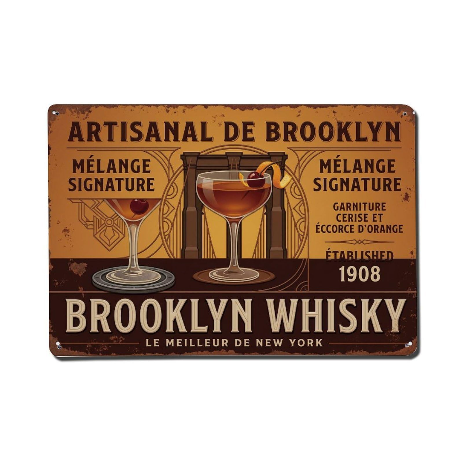 Brooklyn Mixologist Approved Metal Tin Sign Plaque Wall Decor for Cafe, Club Bar, Office, Home Garden Metal Poster 8x12Inch