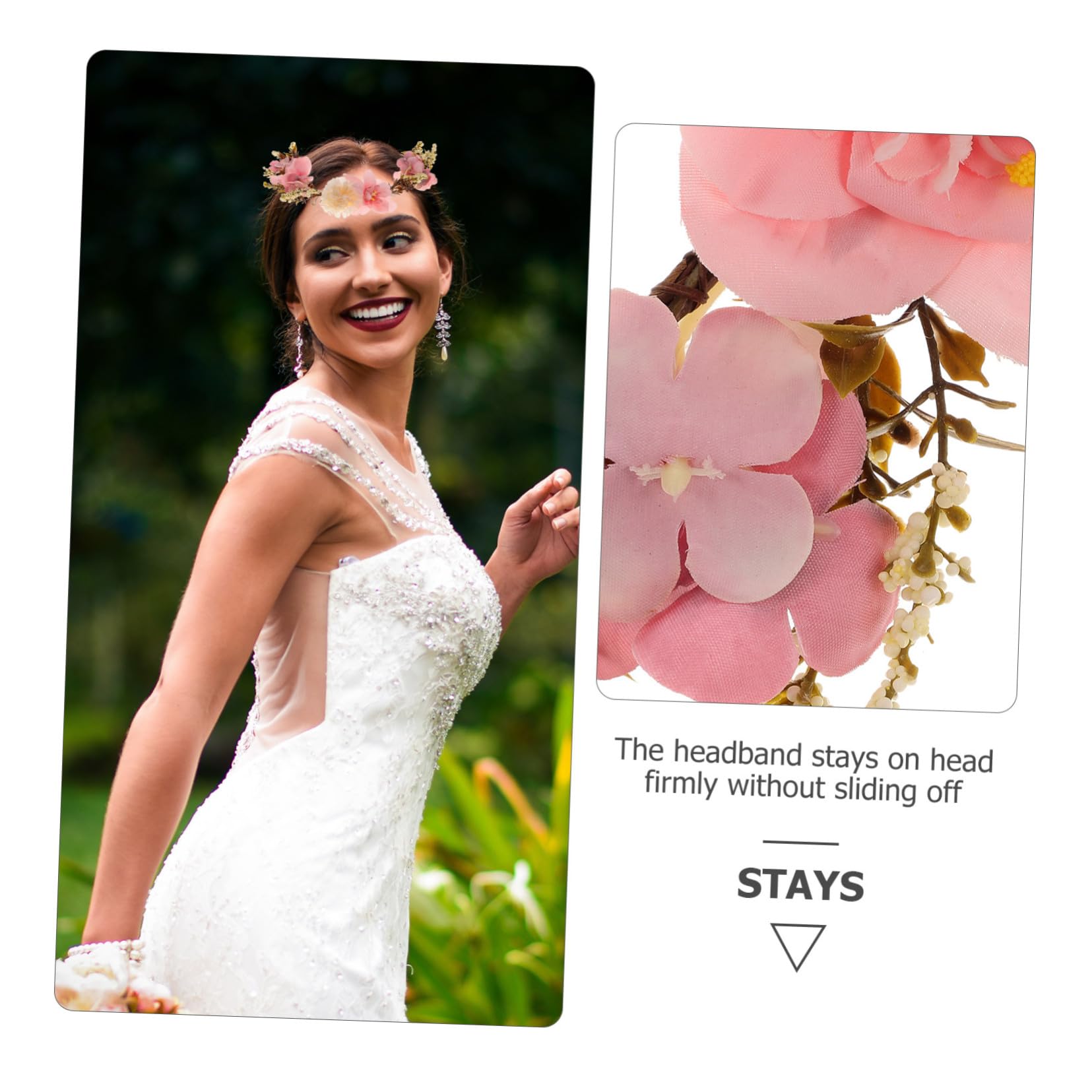 Bandeau à Fleurs Pourpre en Tissu pour Mariée et Plage