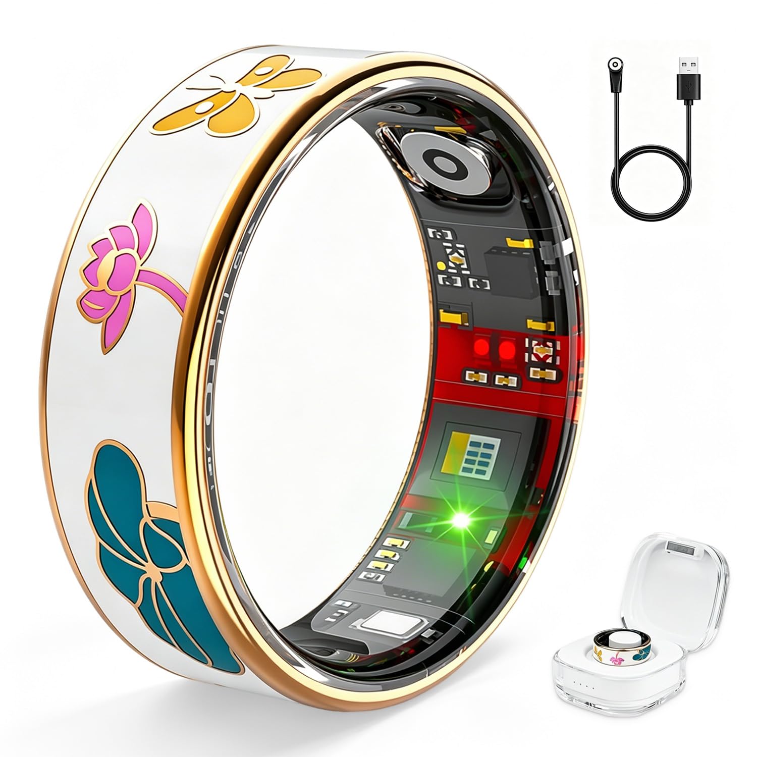 Smart Ring for Women Men - Fitness Tracker Ring with Sleep Tracking, Heart Rate Monitor, Blood Oxygen Tracking, Step Counter, Waterproof for Android & iOS, No Subscription Fee (White, 10)