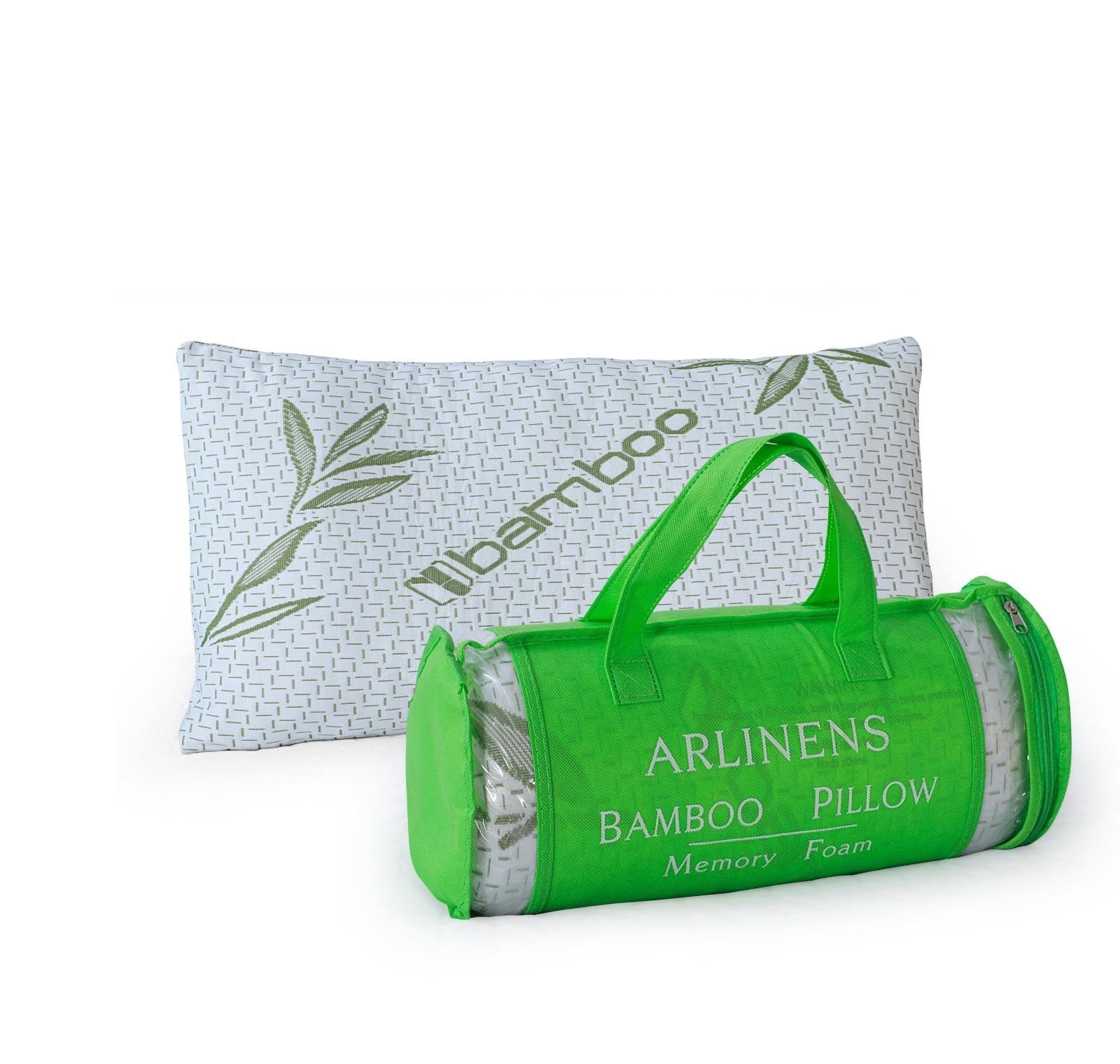 Arlinen 1 Pack Bamboo Memory Foam Pillow Neck & Shoulder Support Orthopaedic Pillow Sleeping Comfortable Bed Pillows Removable Cover, Anti-Bacterial Support,Pain Relief Pillows, 70X40 Cm