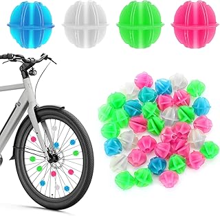 180 Pieces Bike Spoke Beads Glow in The Dark Colorful Bike Spoke Beads Bikes Wheel Spokes Bead Plastic Round Bikes Spokes Bead for Bicycle Accessories That Make Noises