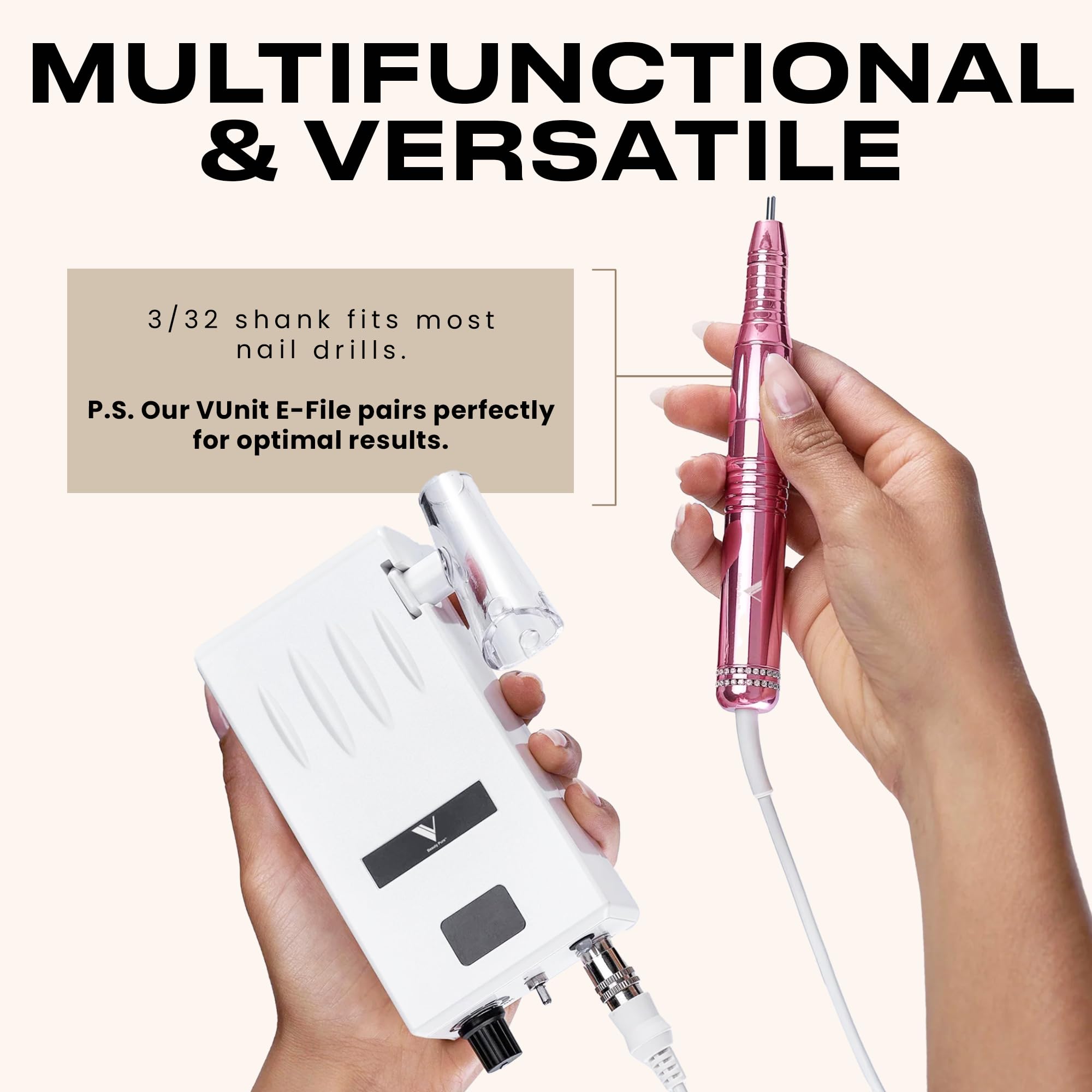V Beauty - Brocas de uñas profesionales 5 en 1 (finas) - Kit de taladro eléctrico de uñas para manicura, pedicura y arte 3D - Brocas portátiles EFile para técnicos de uñas, salón y bricolaje en casa