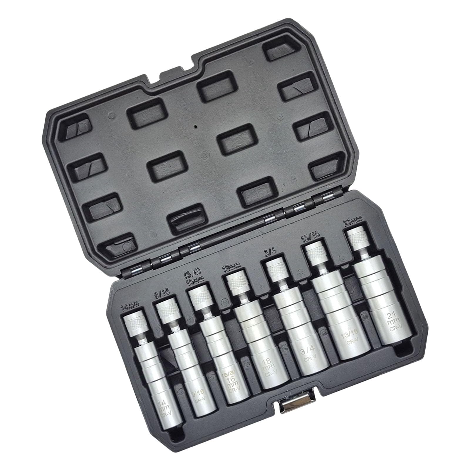 Kalttoy B 3/8" Drive Magnetics Sparks Plug Socket Set, Thin-Wall 14Mm 16Mm 18Mm 21Mm Universally Joint For Compact Automotive Sparks Plug Socket Wrenches