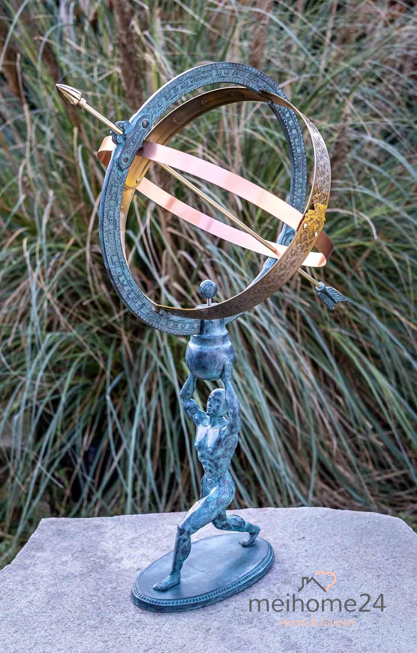 Generisch Bronze-Skulptur Sonnenuhr | vom Mann getragen | 35x33x70cm | Sonnenuhr aus Bronze | handgefertigt