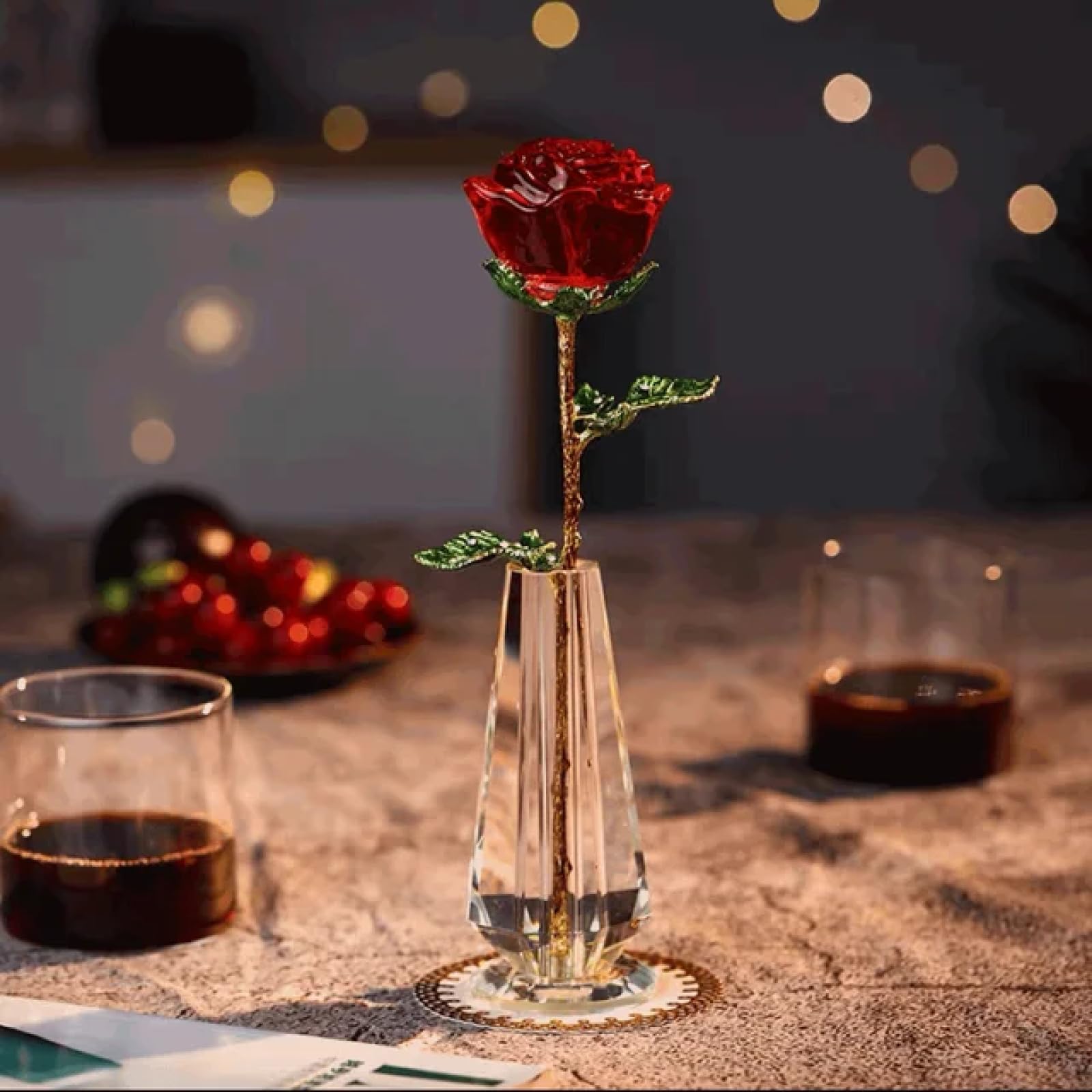 Rosa de cristal DANETI para regalar en bodas y Navidad como adorno de mesa