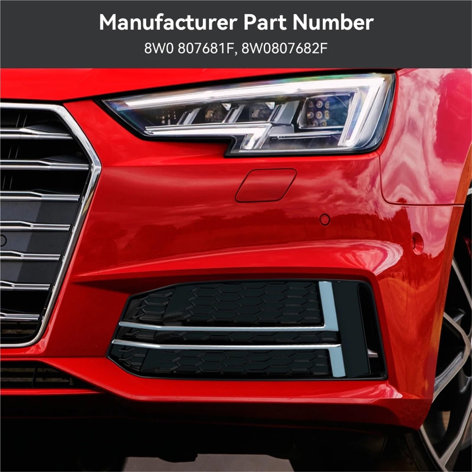 1 para osłony przednich świateł przeciwmgielnych zderzaka kratki pasuje do AUDI A4 B9 S-LINE 2016 2017 2018 kratka samochodowa 8W0807681F 8W0807682F Osłona chłodnicy motocykla kratki samochodowej(B)