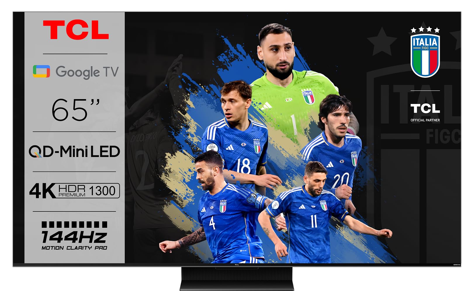 TCL 65QM8B TV Mini LED 65”, Pannello QLED 144Hz, 4K HDR Premium 1300nit, Google TV (Dolby Vision IQ - Atmos, Audio Onkyo, Compatibile con Google Assistant, Alexa, AirPlay2) 65 pollici QM8B
