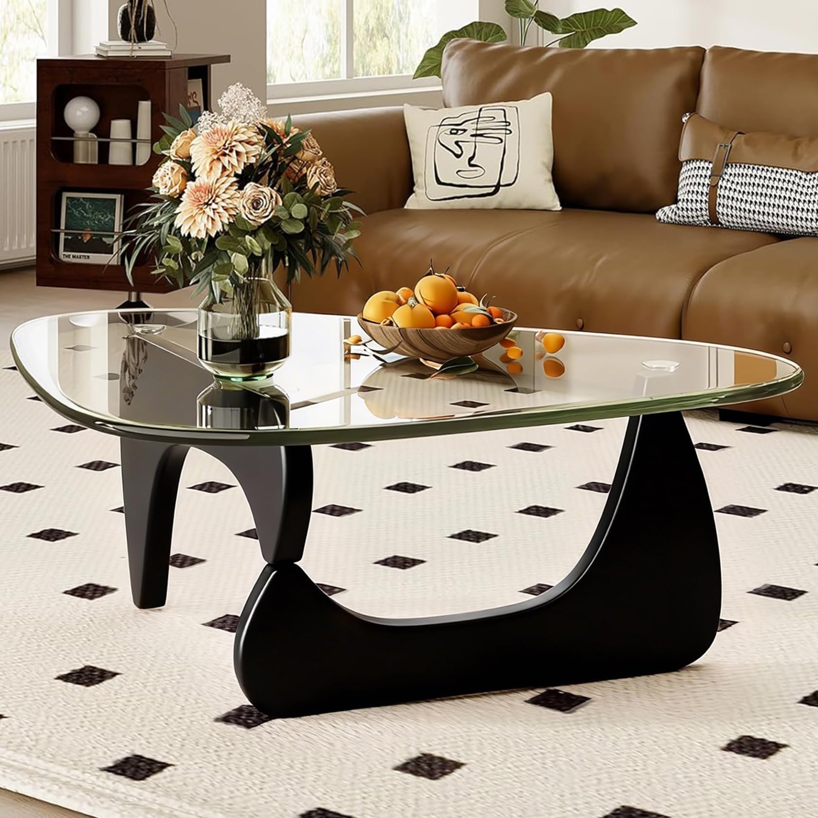 Round Triangle Table ラウンドガラステーブル Amazon.com: Modern Glass Coffee Table, 44.9