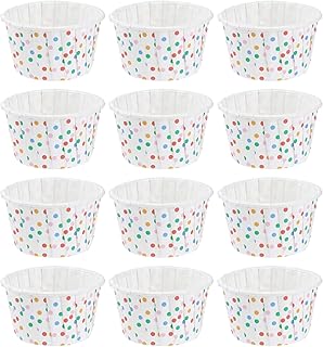 DOITOOL 100Pcs Paper Ice Cream Sundae Cups, Disposable Dessert Bowls, Party Supplies Treat Cups for Sundae, Frozen Yogurt, Soup (Mix Polka Dot)