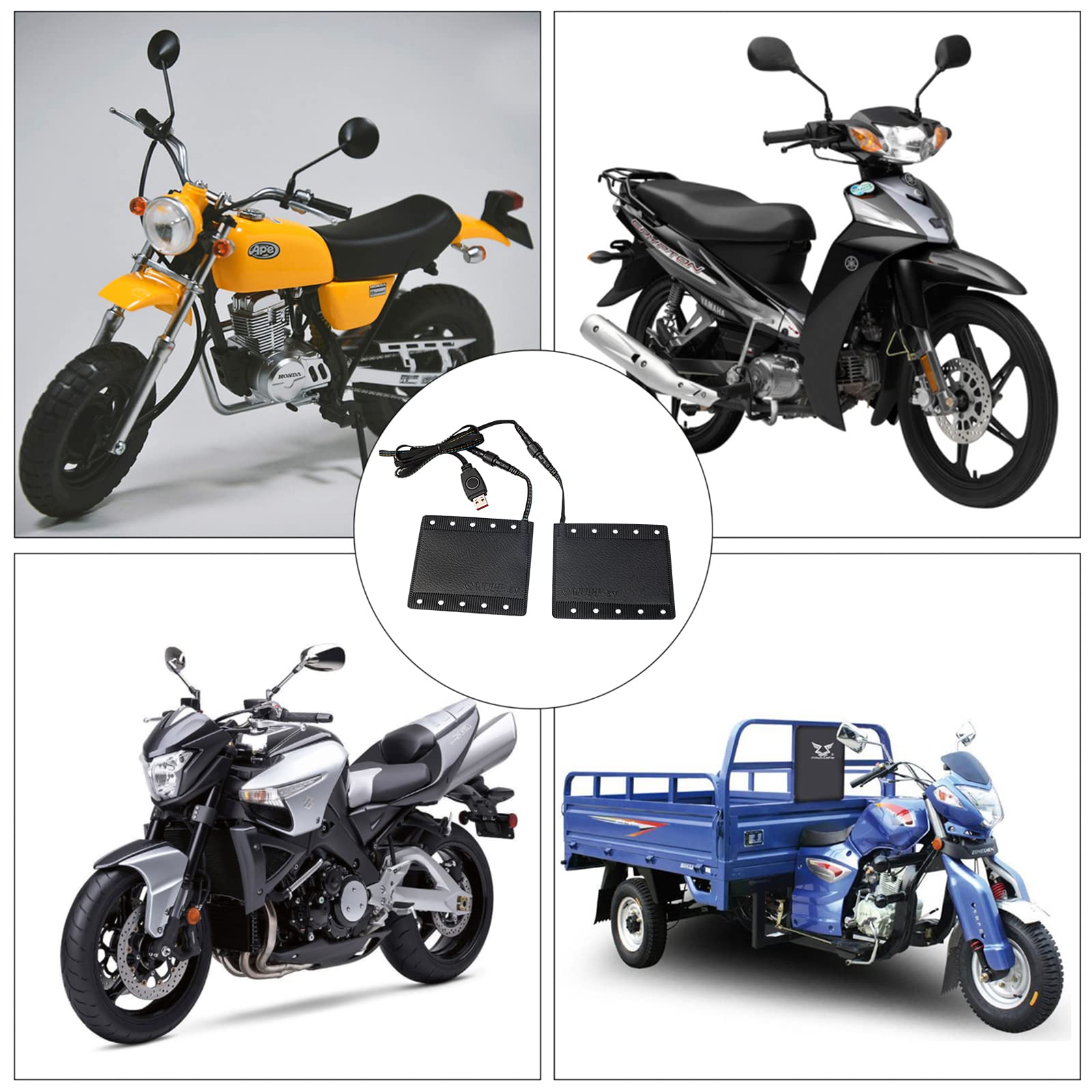 Ogrzewane uchwyty kierownicy motocyklowej USB 5 V z 3-poziomową regulacją temperatury, antypoślizgowe ogrzewacze rąk z PCW, z wodoodpornym przełącznikiem, paskami, Plug-and-Play, do motocykli