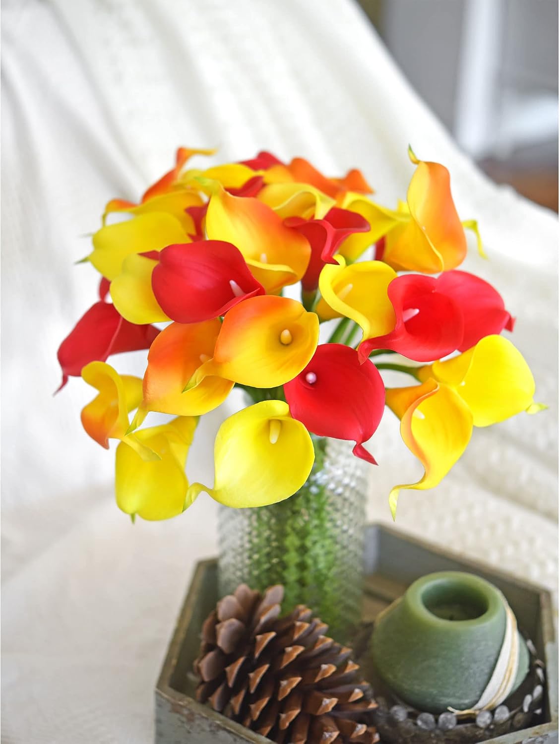 FiveSeasonStuff 10 Stems Real Touch Calla Lilies Artificial Flower Bouquet, Perfect Wedding, Bridal, Party, Home Office Décor DIY (Red) - Image 5