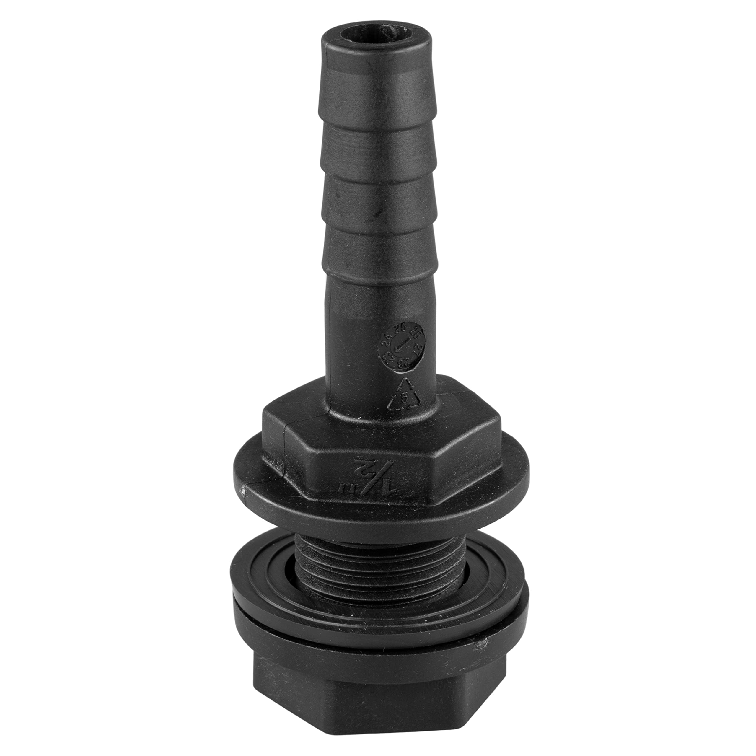 Cost Wise Black Water Butt/Rain Barrel/Water Storage Tank Barbed Hosetail For Overflow/Outlet,1/2"-2" Options (1/2")