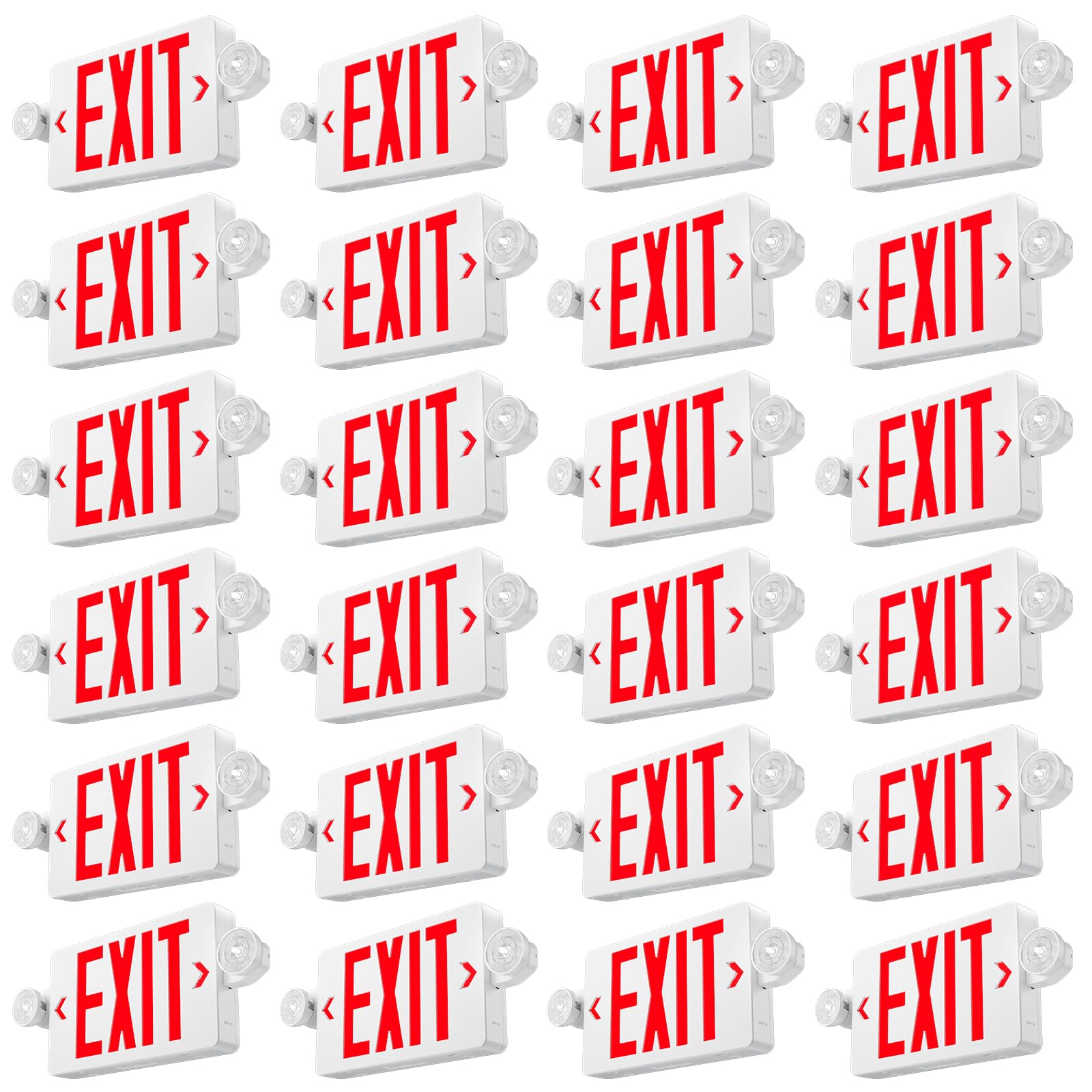 FREELICHT 24 Pack Red LED Exit Signs with Emergency Lights