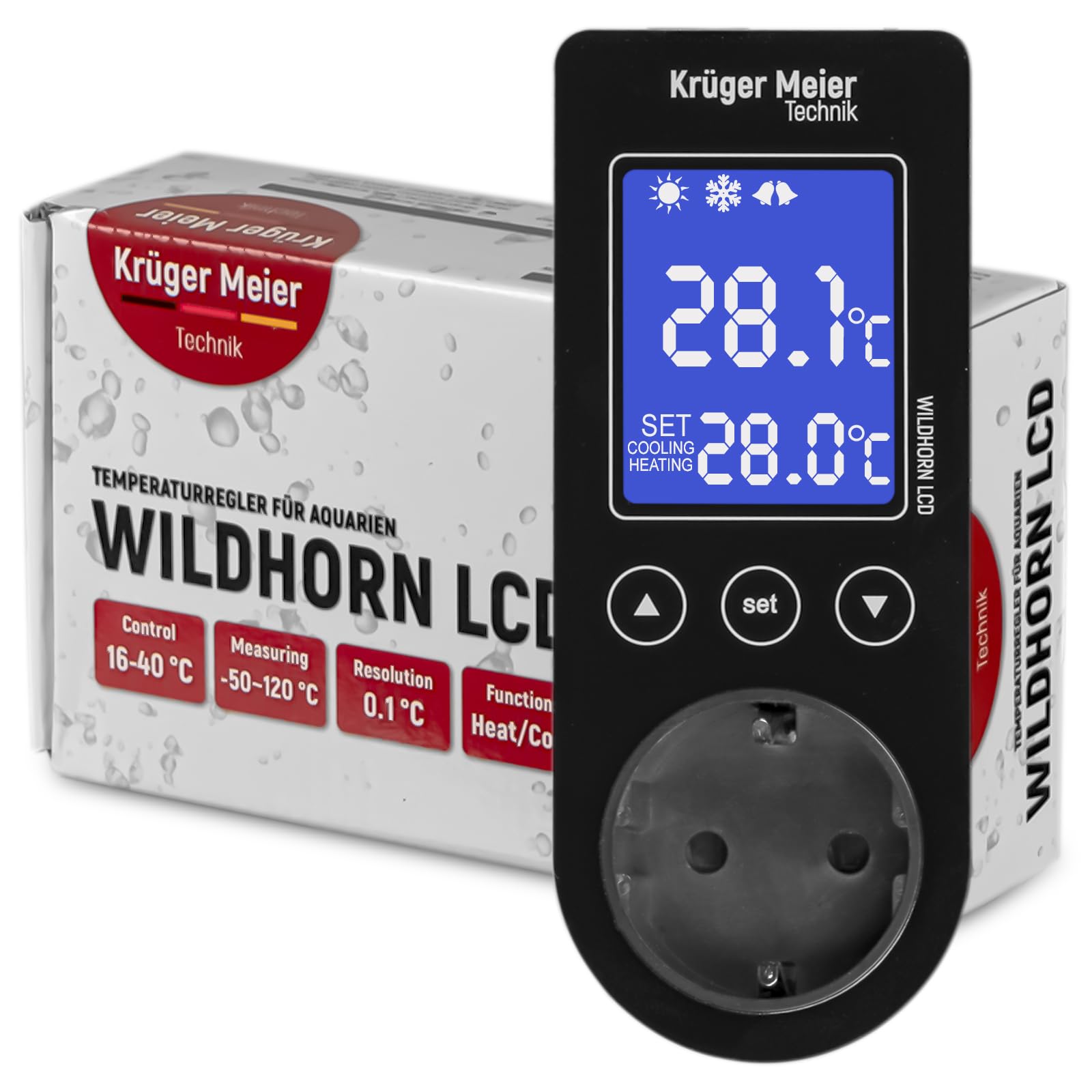 Wildhorn LCD Thermostat für Aquarium & Terrarium – Digitaler Temperaturregler mit LCD Display