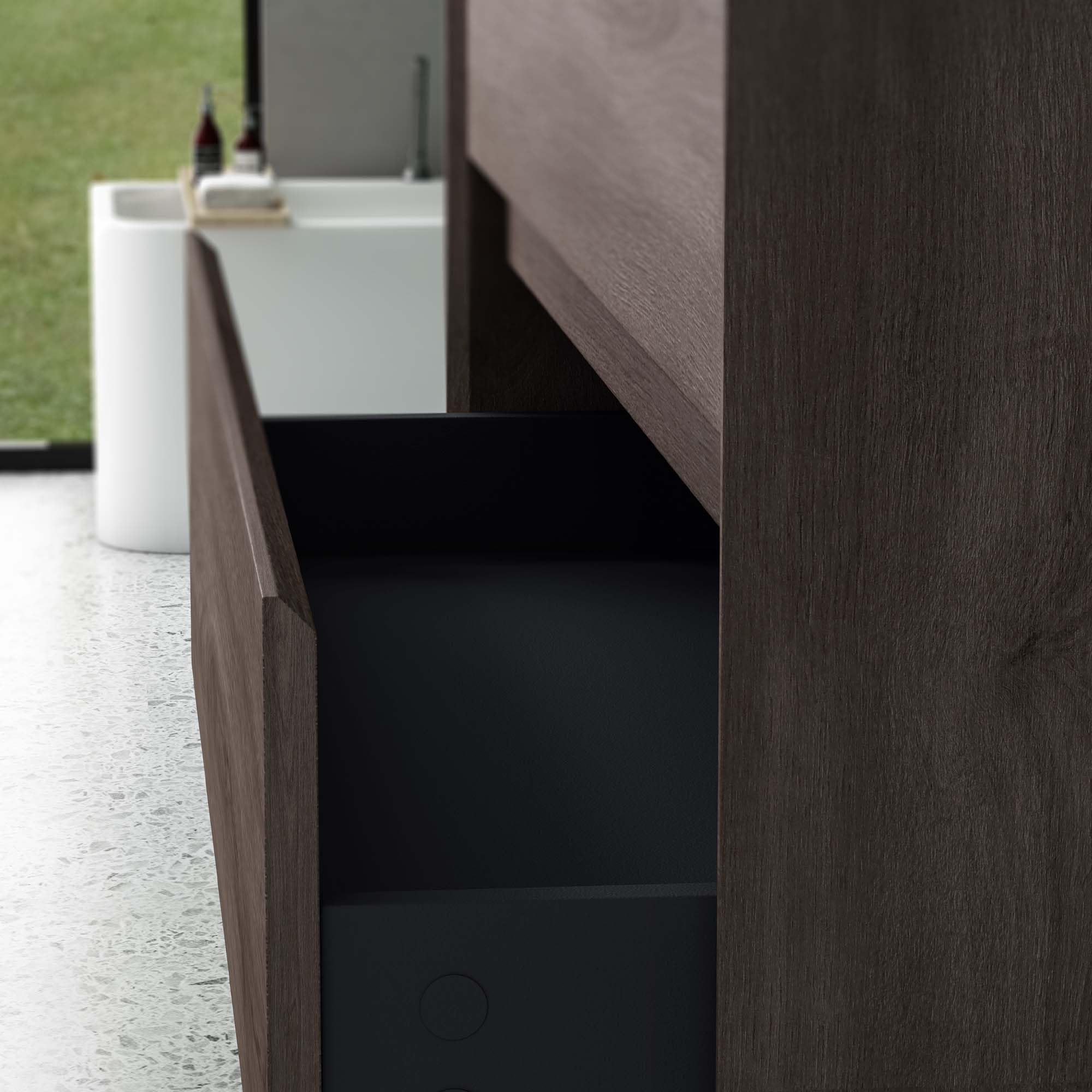 doporro Set Mobile Bagno Sospeso 60 cm con Lavabo Integrato e Specchio LED