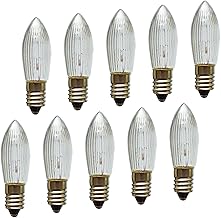 Erzgebirgslicht - AUSWAHL - 10x Topkerze Spitzkerze 24V 3W E10 für 10 Brennstellen Ersatzbirne Glühbirne Riffelkerze Glühlämpchen für Lichterketten und Schwibbogen (keine LED!)