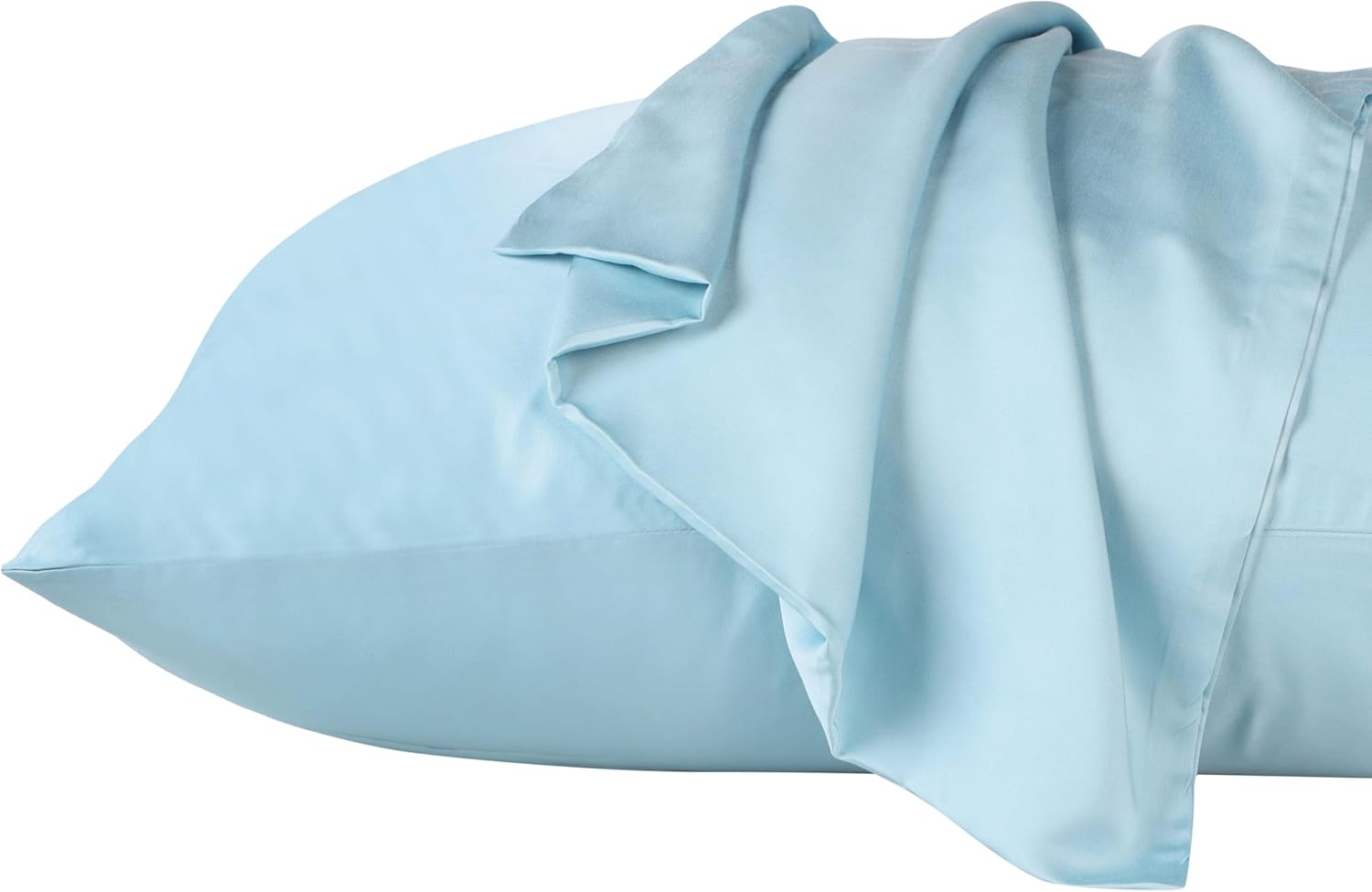 Superior Modal from Beechwood 400 Thread Pillowcase Set, Soft Cool Bedding Essentials, Sateen Weave, Pillow Covers, Home, Hotel, Spa, Solid Modern Bedroom Pillowcases, Set of 2, Standard, Light Blue