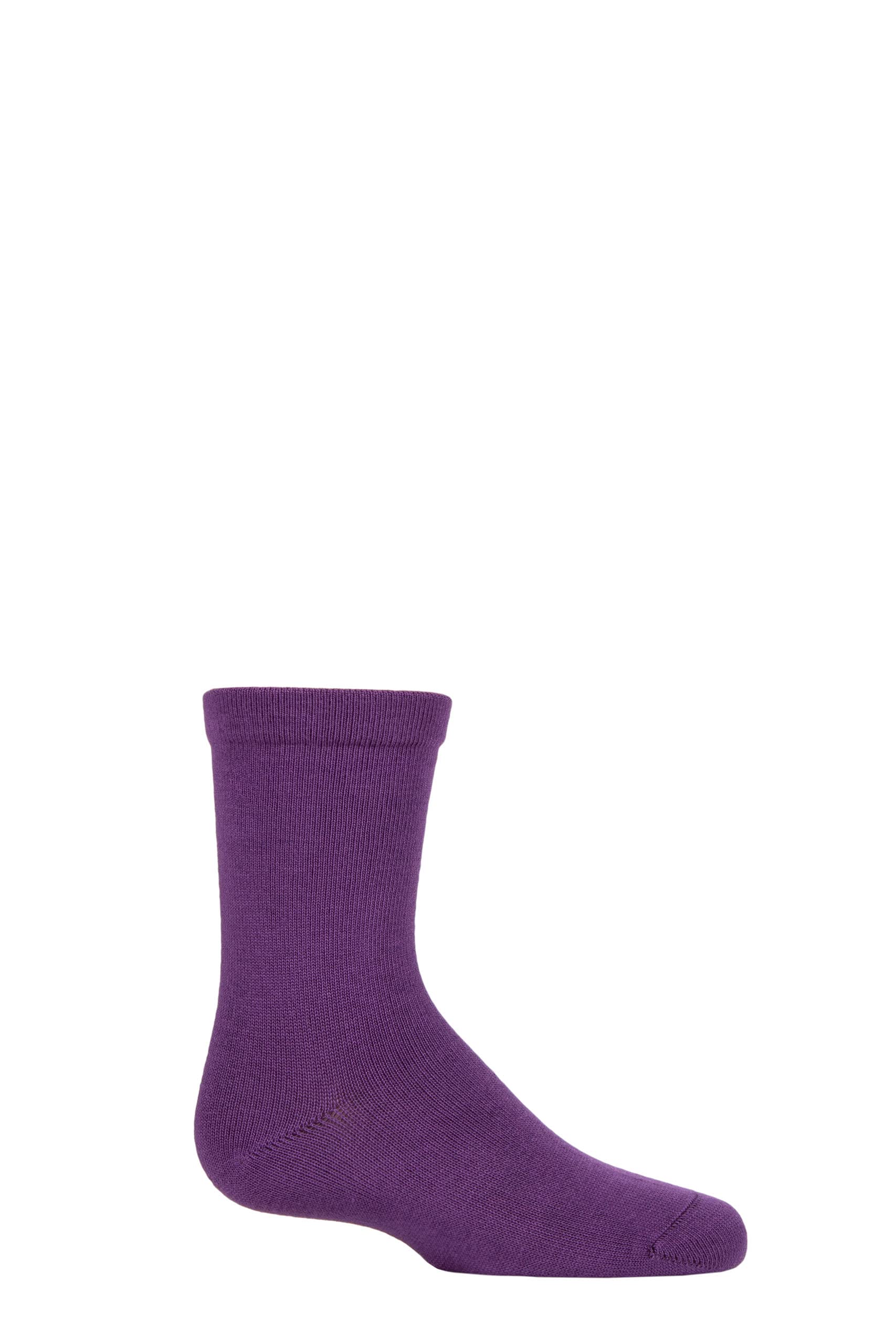 Sockshop Purple Kids Plain Mid-Weight Bamboo Socks With Comfort Cuff And Smooth Toe Seams Pack Of 1 6-8.5