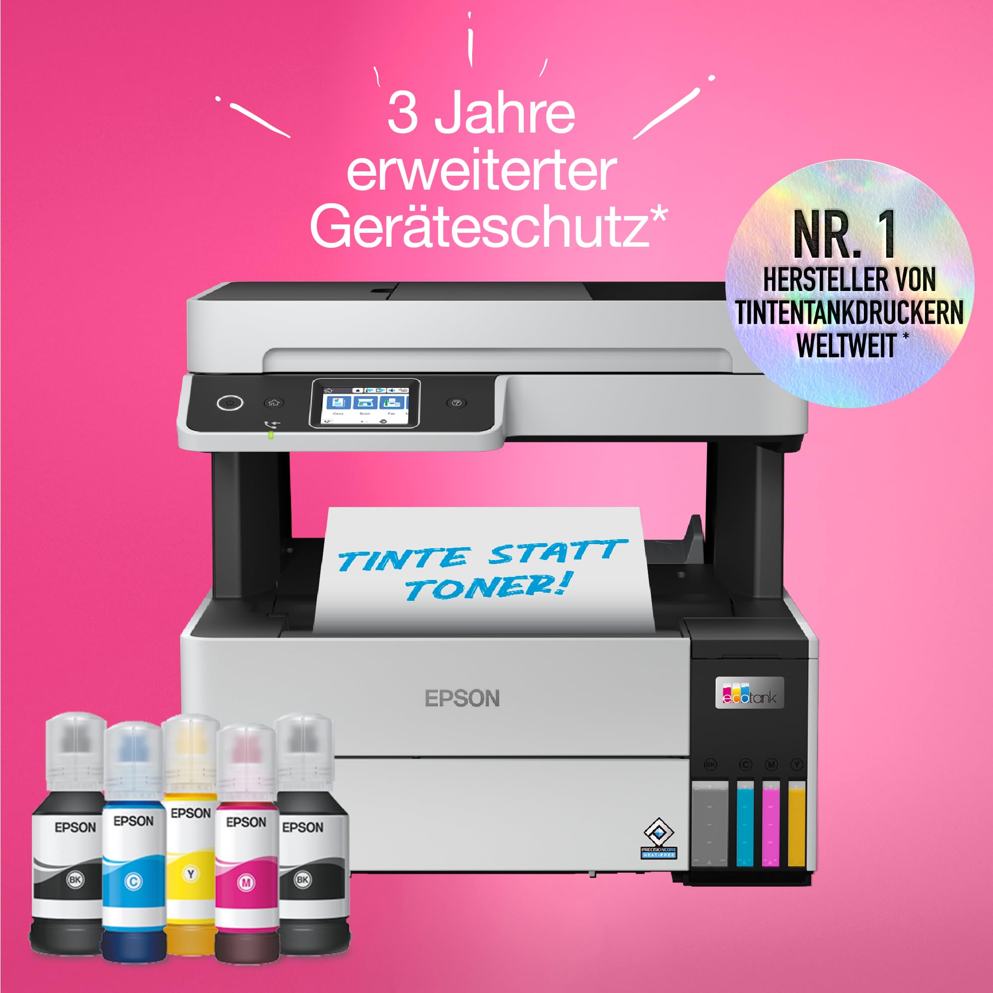 Epson EcoTank ET-5170 Tintentankdrucker | für kleine Büros & Unternehmen | WLAN & Ethernet | A4 | Drucken, Kopieren, Scannen, Faxen | Duplexdruck | 6.1 cm Touchscreen | ADF