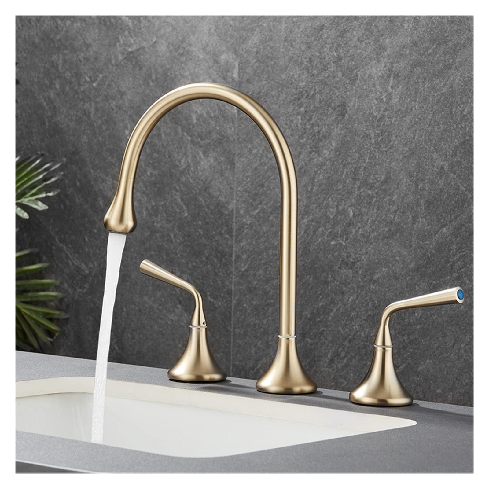Mitigeur de lavabo salle de bain rotation eau chaude froide robinet laiton or brossé