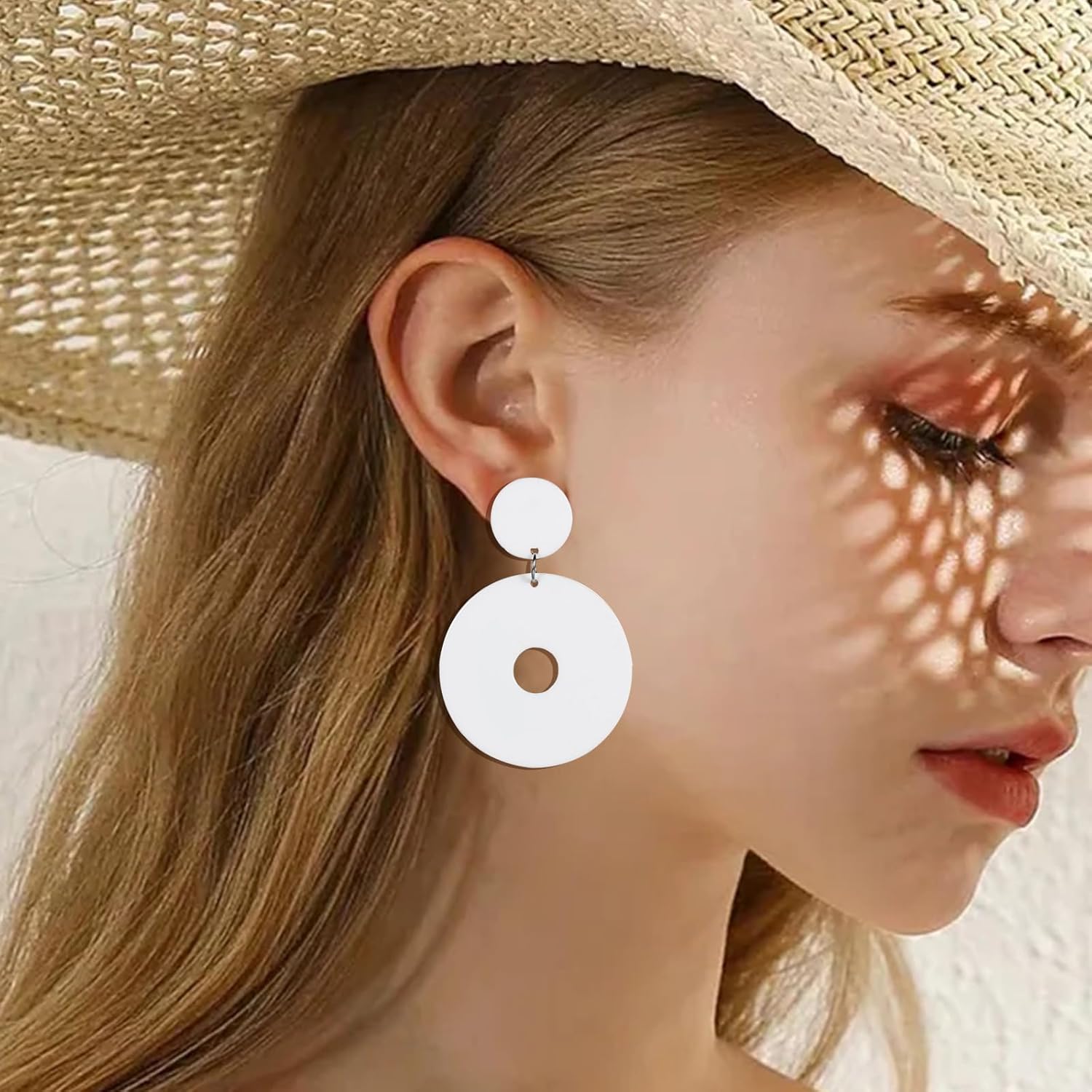 70s Earrings for Women Retro Earrings Acrylic White Earrings for Women Dangle Disco Earrings 70s Jewelry Groovy Earrings 70s Accessories - Image 2