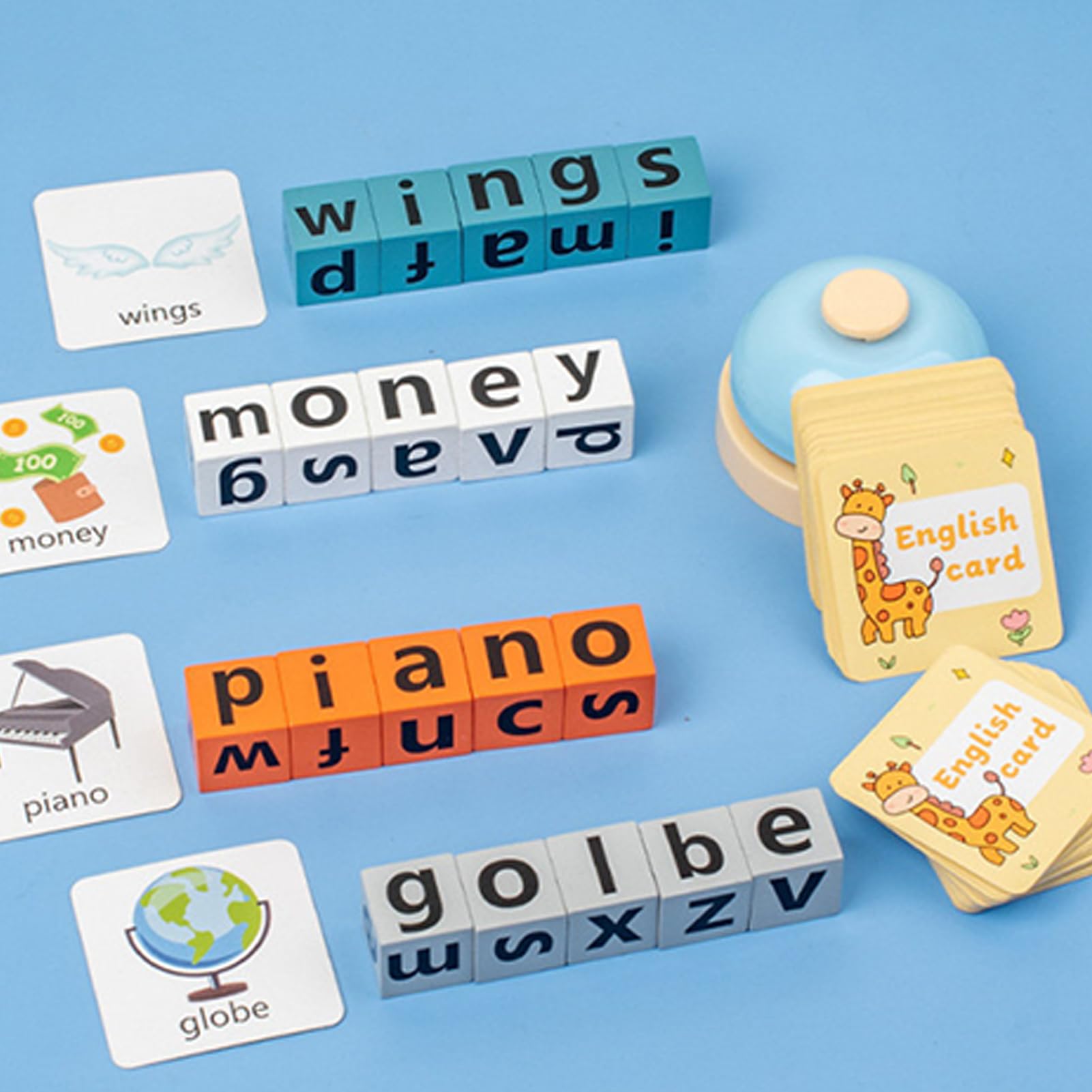 Word Spelling Game, Wooden Alphabet Blocks Board Games for Kids Adults, Funny Travel Spelling Word Games with Flash Cards, Novelty Alphabet Blocks Phonics Game, for Educational Toys — view 4