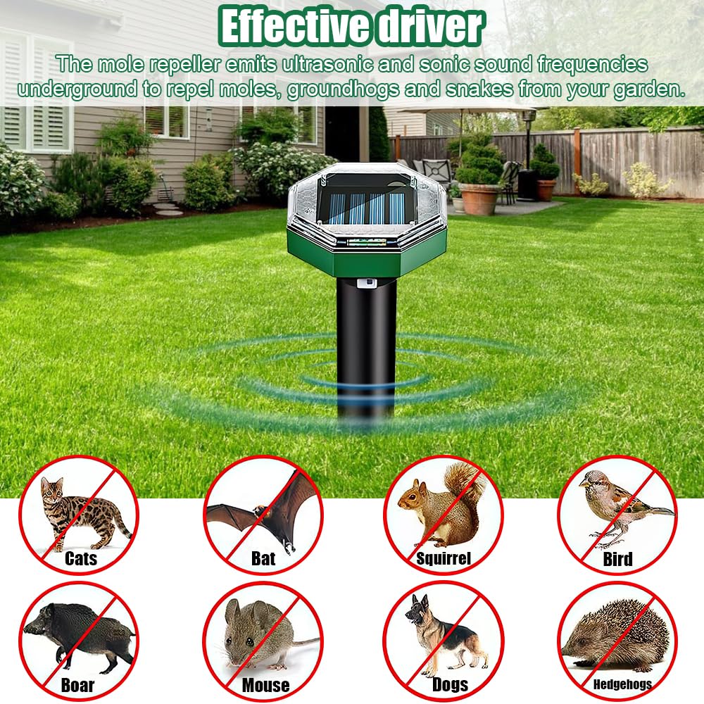 Repellente Solare per Talpe, 6 pezzi Dissuasori per Talpes, Dissuasore per Talpes, Scaccia Talpe Ultrasuoni Solare, Ultrasuoni per Topi da Esterno per Prato All'aperto, Giardino