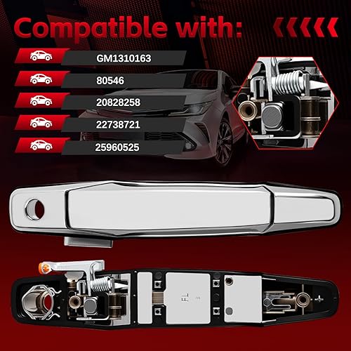 Miniatura 6 de FAERSI Manija de puerta exterior exterior para Chevy Avalanche Silverado Tahoe GMC Sierra, Yukon, Yukon XL, Cadillac Escalade, OE# 80546,