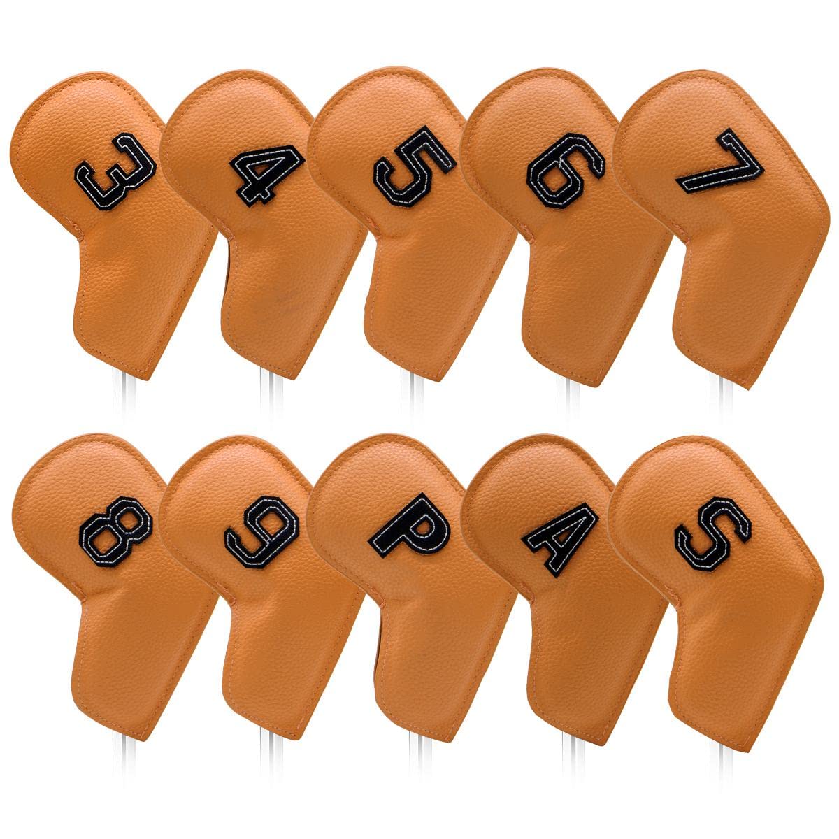 Fundas Palos De Golf Cubiertas de cabeza de hierro de golf Cubiertas de cúbitos de club de golf del borde petrolero cubiertas de cabeza de cuña con multicolor 3-9 ASP 1 0pcs Funda Driver Golf(Brown)