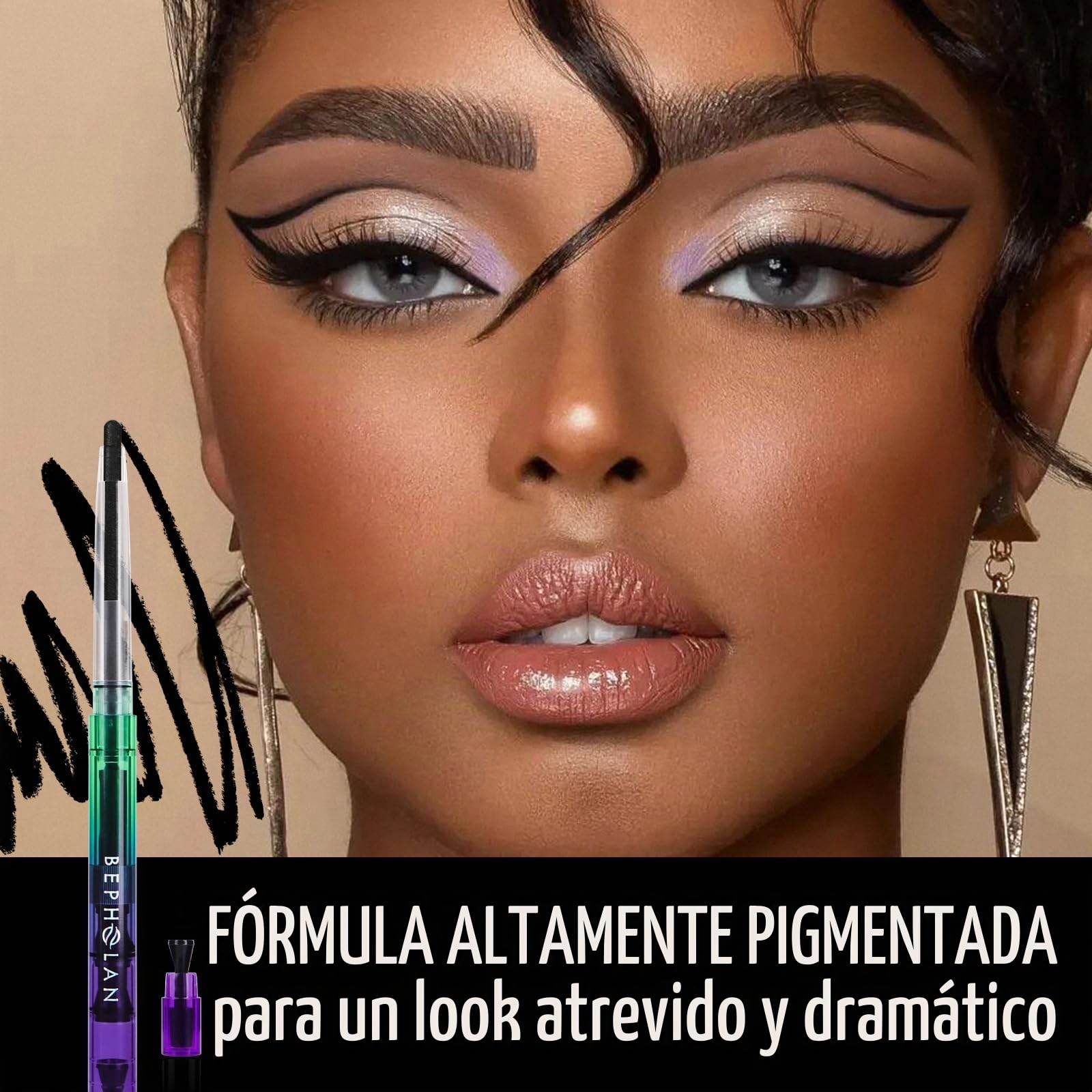 BEPHOLAN Delineador de ojos negro, lápiz gel impermeable para mujer, a prueba de manchas, de larga duración (color negro)
